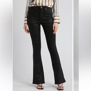 7 For All Mankind Bootcut Coated Black Flared Jeans